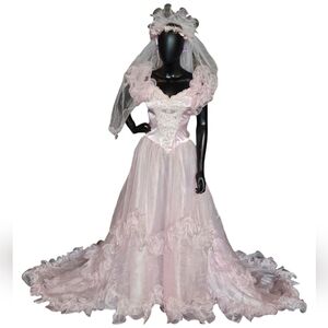 Vintage San Martin Pink Cinderella Wedding Gown